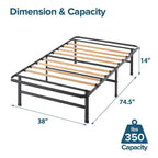 Twin size Metal Bed Frame with Bamboo Wood Slats