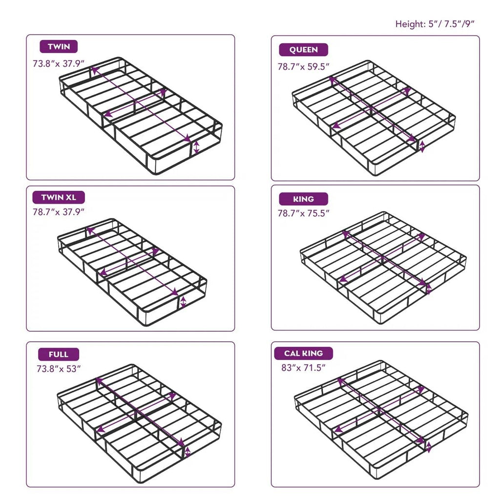 Twin size 5-inch Low Profile Metal Box Spring Mattress Foundation with Cover