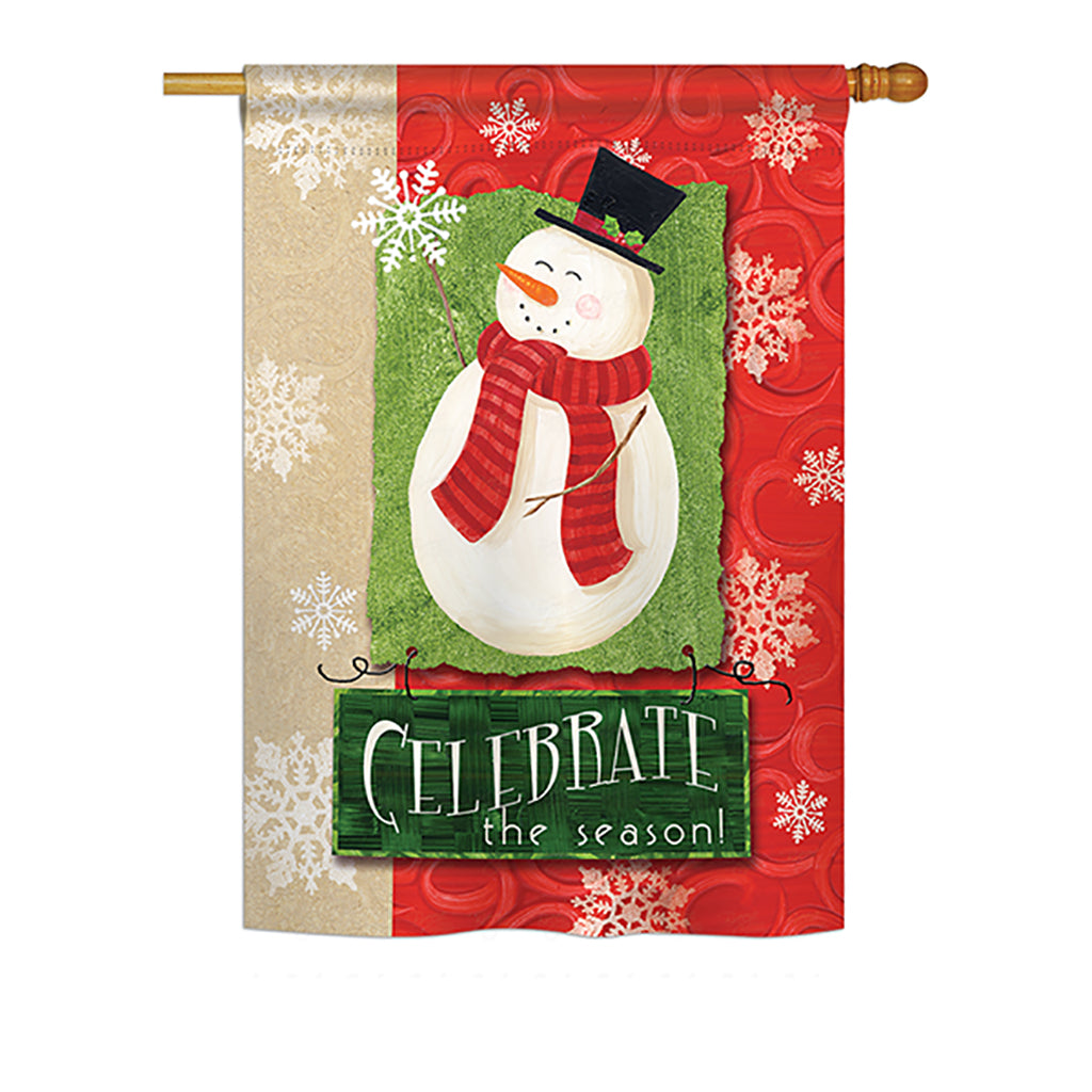 Breeze Decor Bd-Xm-H-114140-Ip-Bo-Ds02-Us Celebrate The Season Snowman Winter - Seasonal Christmas Impressions Decorative Vertic