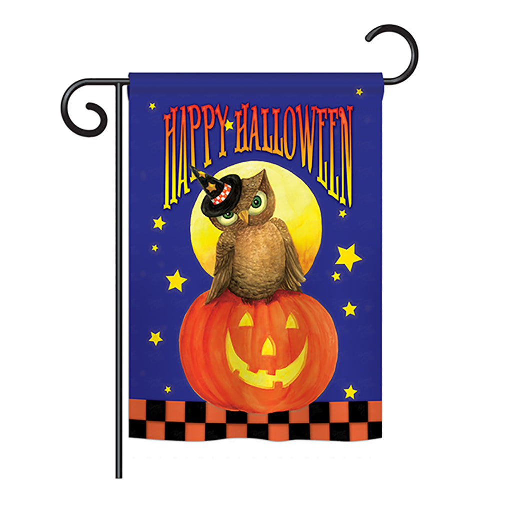 Breeze Decor Bd-Ho-G-112069-Ip-Bo-Ds02-Us Owl Sitting On Jack-O-Lantern Fall - Seasonal Halloween Impressions Decorative Vertica