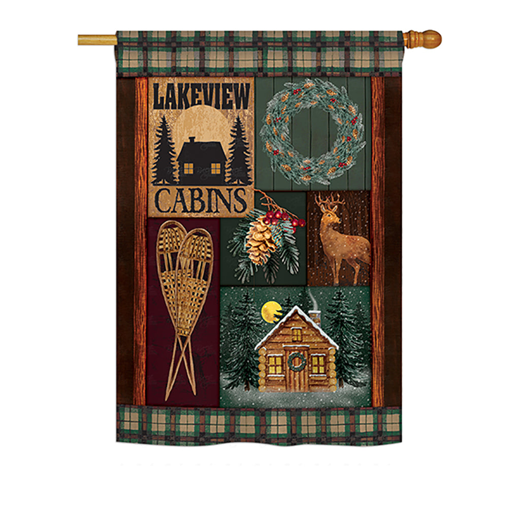 Breeze Decor Bd-Xm-H-114163-Ip-Bo-Ds02-Us Winter Lakeview Cabins Winter - Seasonal Christmas Impressions Decorative Vertical Hou