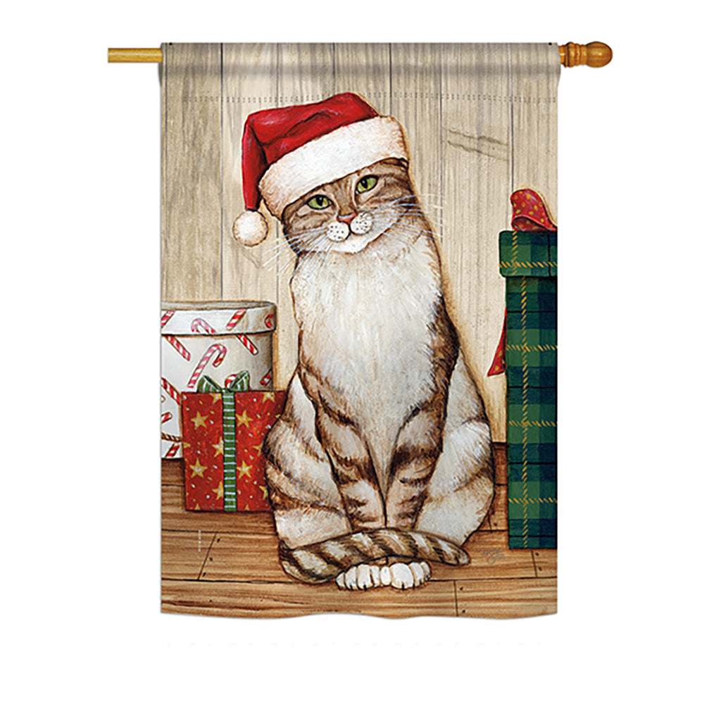 Breeze Decor Bd-Xm-H-114192-Ip-Bo-Ds02-Us Christmas Kitty Winter - Seasonal Christmas Impressions Decorative Vertical House Flag