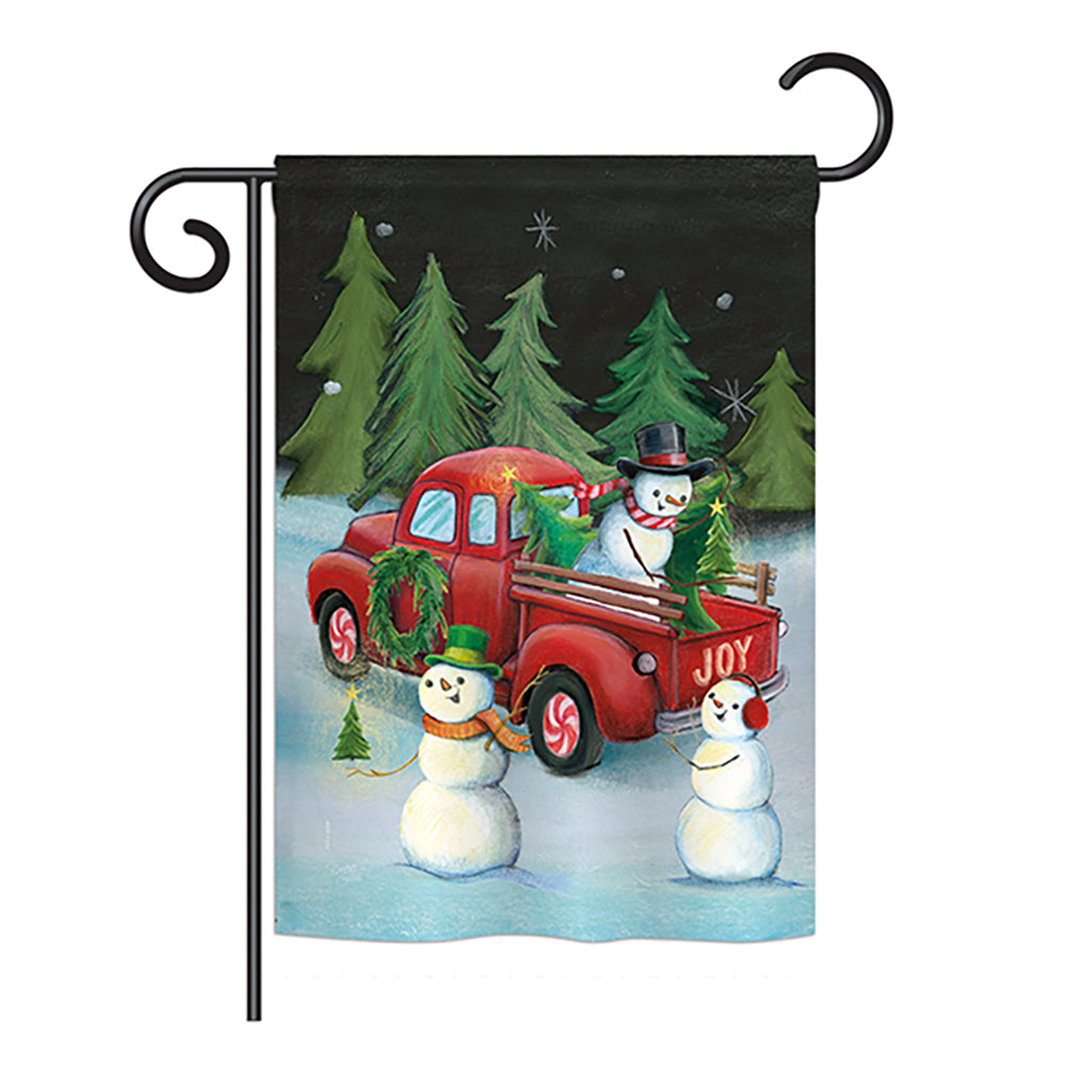 Breeze Decor Bd-Xm-G-114208-Ip-Bo-Ds02-Us Picking Christmas Tree Winter - Seasonal Christmas Impressions Decorative Vertical Gar