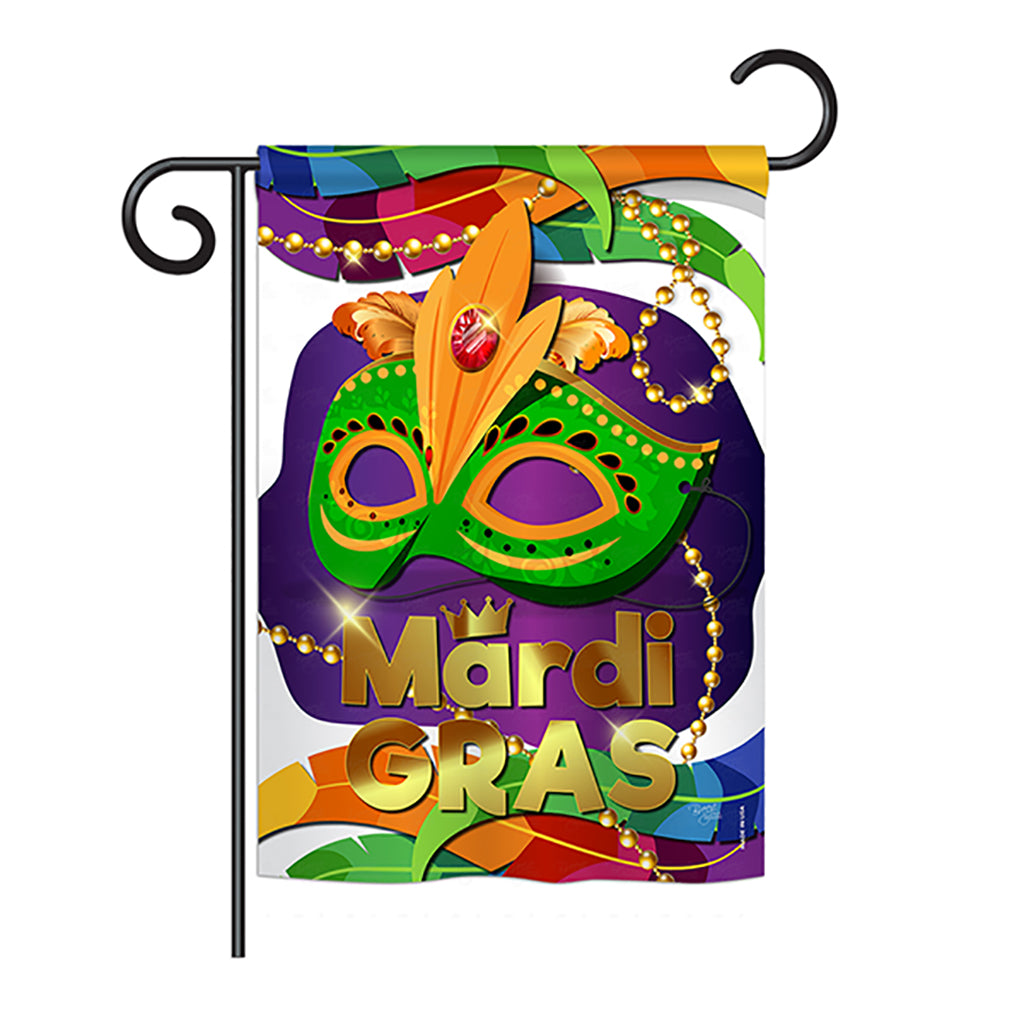 Breeze Decor Bd-Mg-G-118011-Ip-Bo-Ds02-Us Mardi Gras Mask Spring - Seasonal Mardi Gras Impressions Decorative Vertical Garden Fl