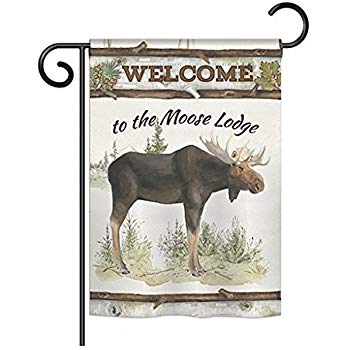 Breeze Decor Bd-Wl-G-110104-Ip-Bo-D-Us18-Wa 13 X 18.5 In. The Moose Lodge Nature Wildlife Impressions Decorative Vertical Double