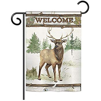Breeze Decor Bd-Wl-G-110105-Ip-Bo-D-Us18-Wa 13 X 18.5 In. Welcome Deer Nature Wildlife Impressions Decorative Vertical Double Si