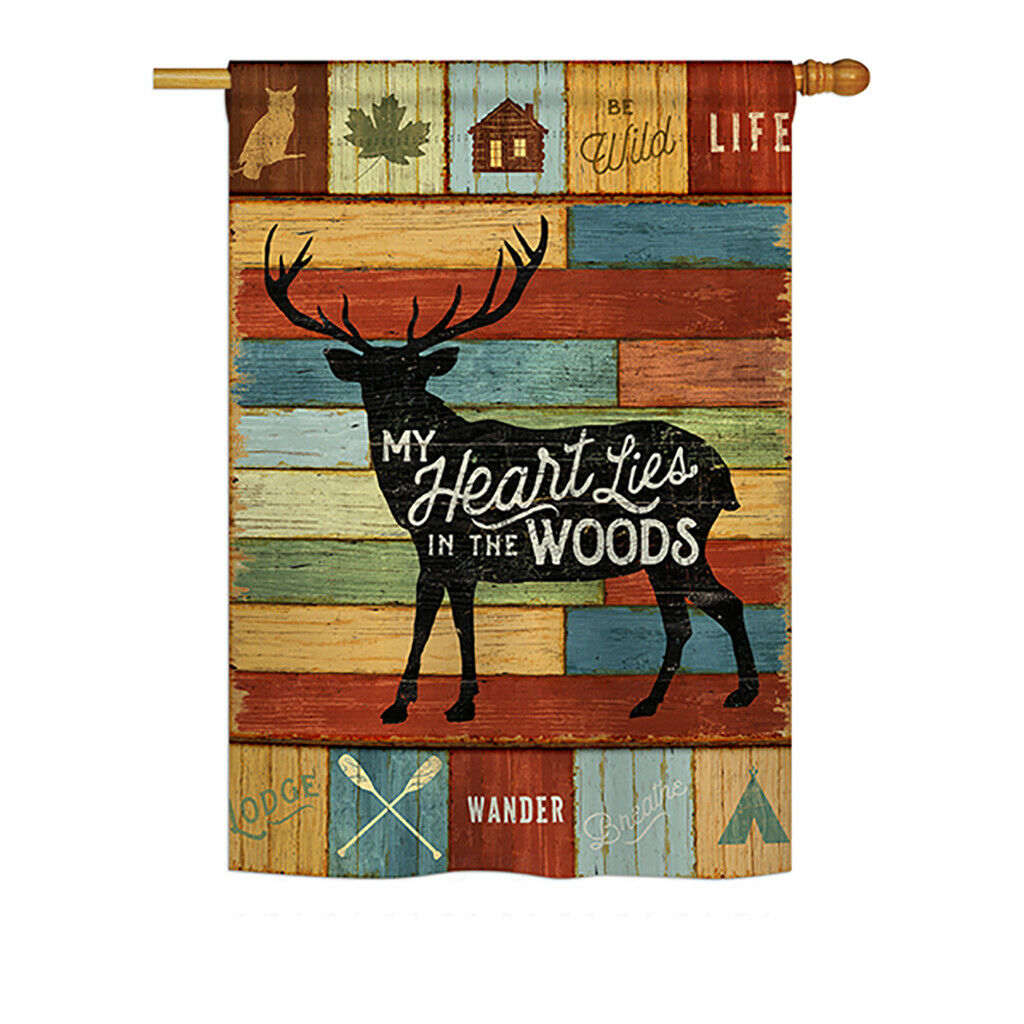 Breeze Decor Bd-Ou-H-109053-Ip-Bo-D-Us18-Wa 28 X 40 In. My Heart Lies In The Woods Nature Outdoor Impressions Decorative Vertica