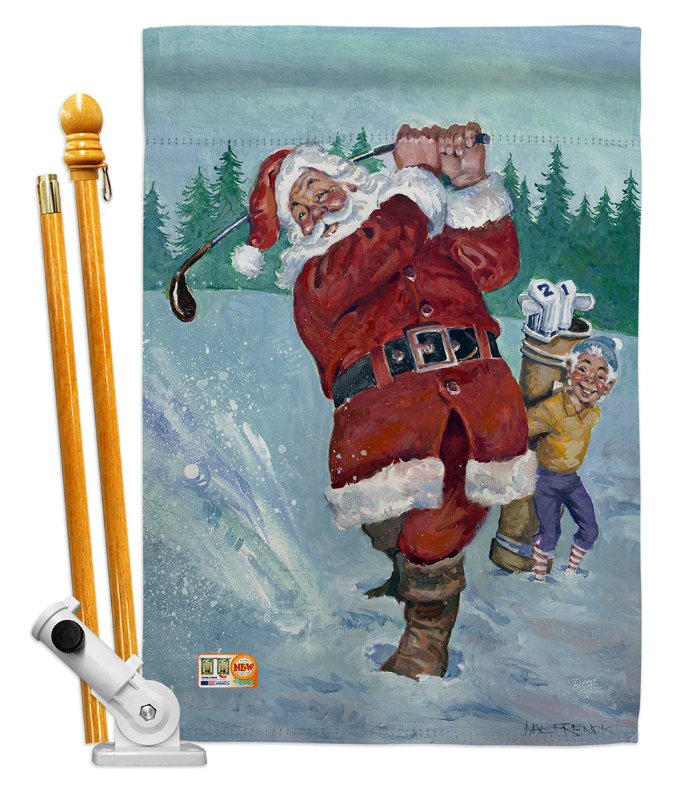 Breeze Decor Bd-Xm-Hs-114121-Ip-Bo-D-Us16-Al 28 X 40 In. Snow Golfing Santa Winter Christmas Impressions Decorative Vertical Dou