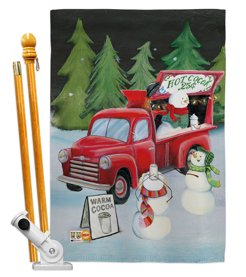 Breeze Decor Bd-Xm-Hs-114207-Ip-Bo-D-Us18-Wa 28 X 40 In. Snowmen Hot Cocoa Winter Christmas Impressions Decorative Vertical Doub