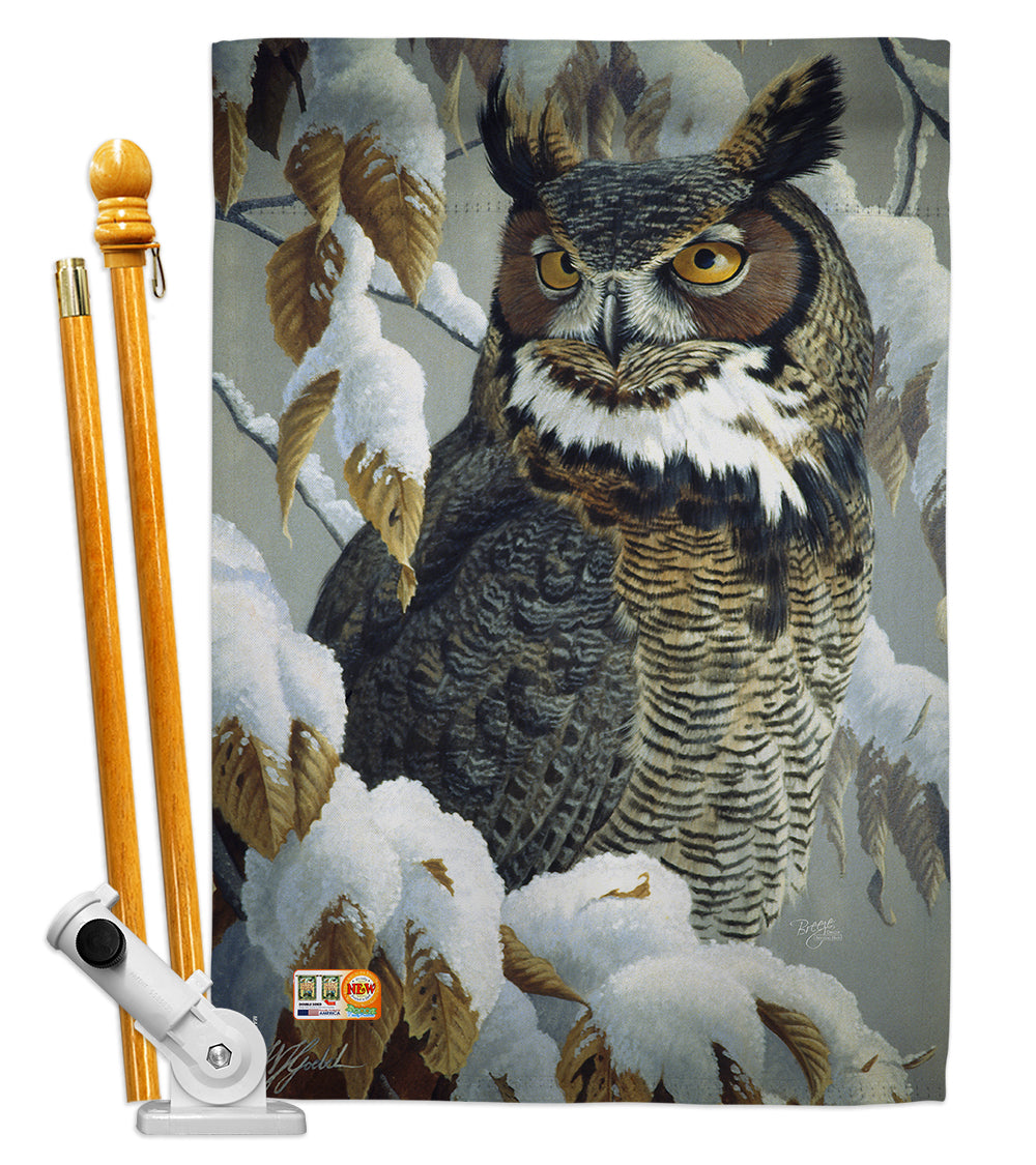 Breeze Decor Bd-Bi-Hs-105042-Ip-Bo-D-Us13-Al 28 X 40 In. Great Horned Owl Garden Friends Birds Impressions Decorative Vertical D