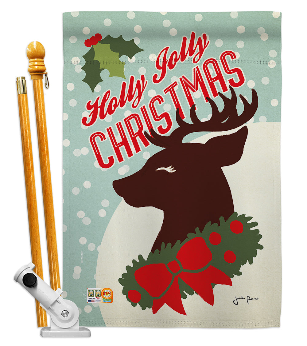 Breeze Decor Bd-Xm-Hs-114197-Ip-Bo-D-Us18-Wa 28 X 40 In. Holly Jolly Christmas Winter Impressions Decorative Vertical Double Sid