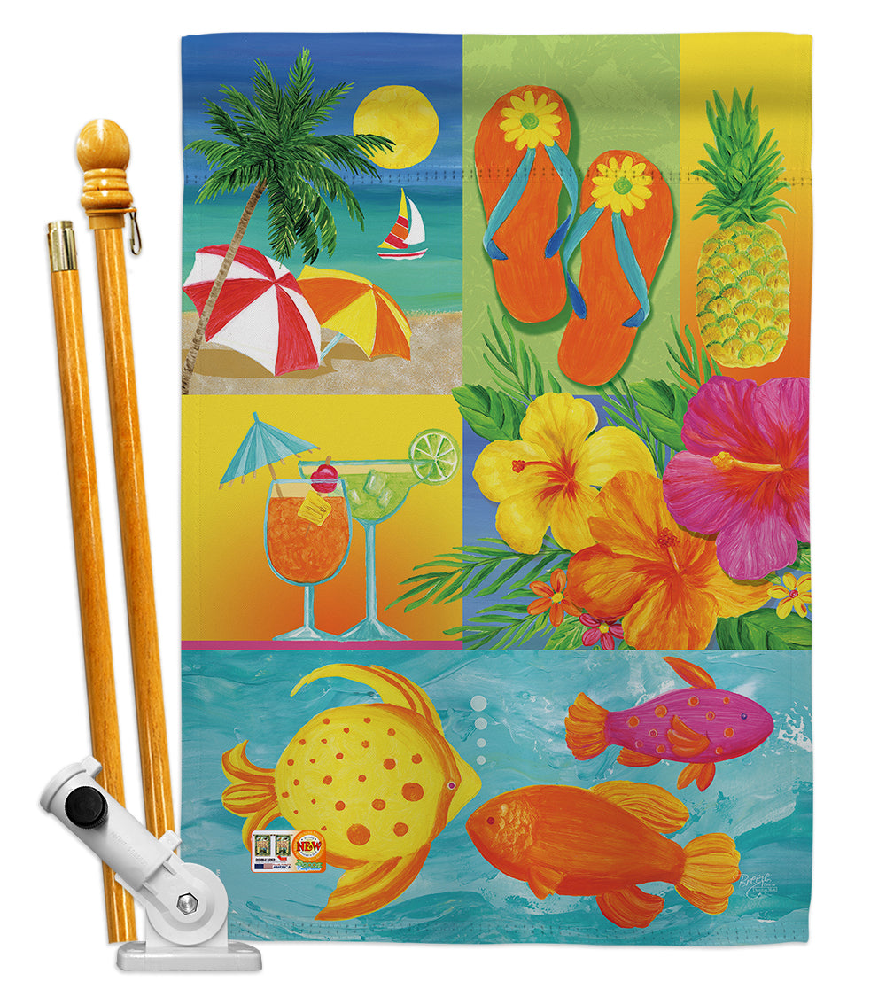 Breeze Decor Bd-Su-Hs-106067-Ip-Bo-D-Us12-Am 28 X 40 In. Tropical Collage Summer Fun In The Sun Impressions Decorative Vertical