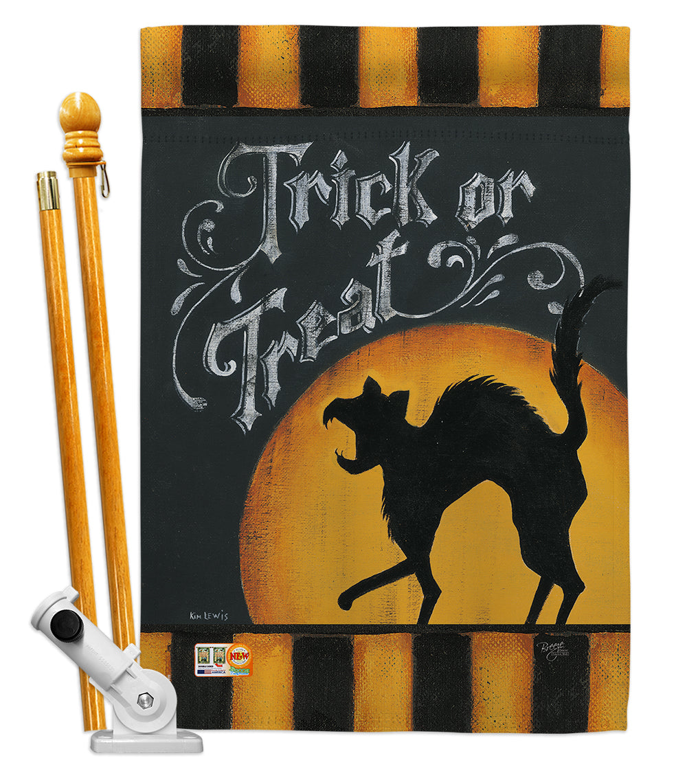 Breeze Decor Bd-Ho-Hs-112075-Ip-Bo-D-Us18-Sb 28 X 40 In. Black Cat Creeping Fall Halloween Impressions Decorative Vertical Doubl