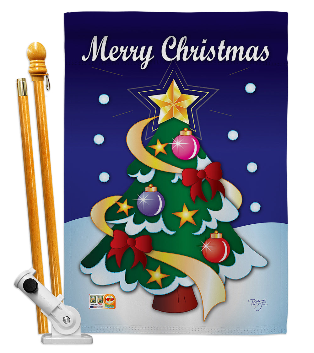 Breeze Decor Bd-Xm-Hs-114071-Ip-Bo-D-Us08-Bd 28 X 40 In. Merry Christmas Winter Impressions Decorative Vertical Double Sided Hou