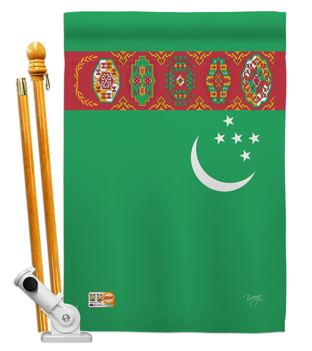 Breeze Decor Bd-Cy-Hs-108224-Ip-Bo-D-Us14-Bd 28 X 40 In. Turkmenistan Flags Of The World Nationality Impressions Decorative Vert