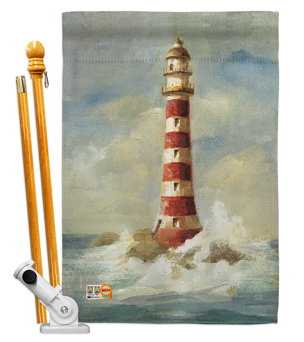 Breeze Decor Bd-Na-Hs-107060-Ip-Bo-D-Us18-Wa 28 X 40 In. Lighthouse By The Sea Coastal Nautical Impressions Decorative Vertical