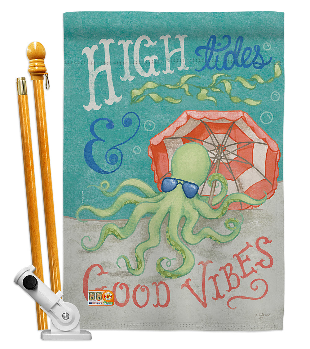 Breeze Decor Bd-Na-Hs-107062-Ip-Bo-D-Us18-Wa 28 X 40 In. Octopus Good Vibes Coastal Nautical Impressions Decorative Vertical Dou