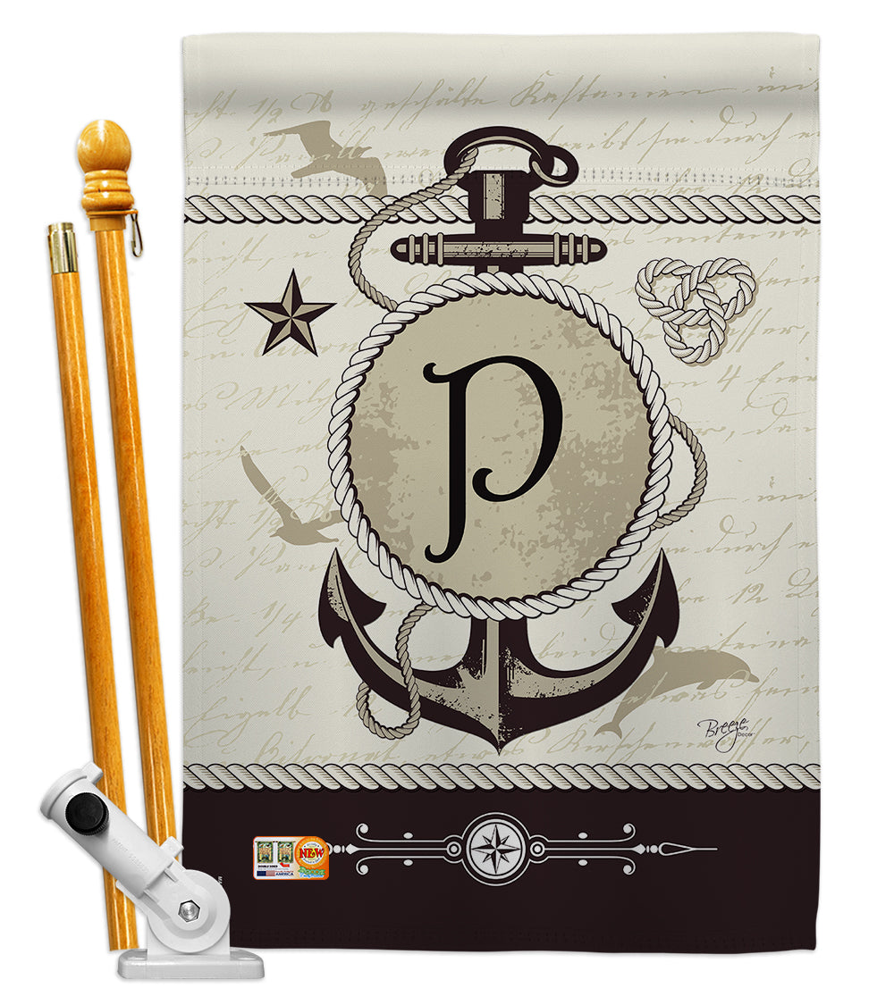Breeze Decor Bd-Na-Hs-130198-Ip-Bo-D-Us14-Bd 28 X 40 In. Nautical P Initial Coastal Impressions Decorative Vertical Double Sided