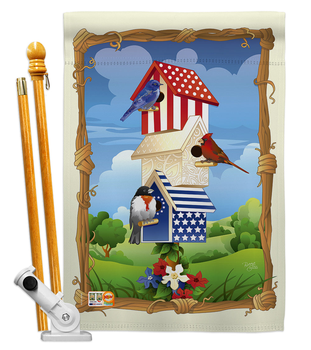 Breeze Decor Bd-Pa-Hs-111058-Ip-Bo-D-Us12-Al 28 X 40 In. Star Spangled Birdhouse Americana Patriotic Impressions Decorative Vert