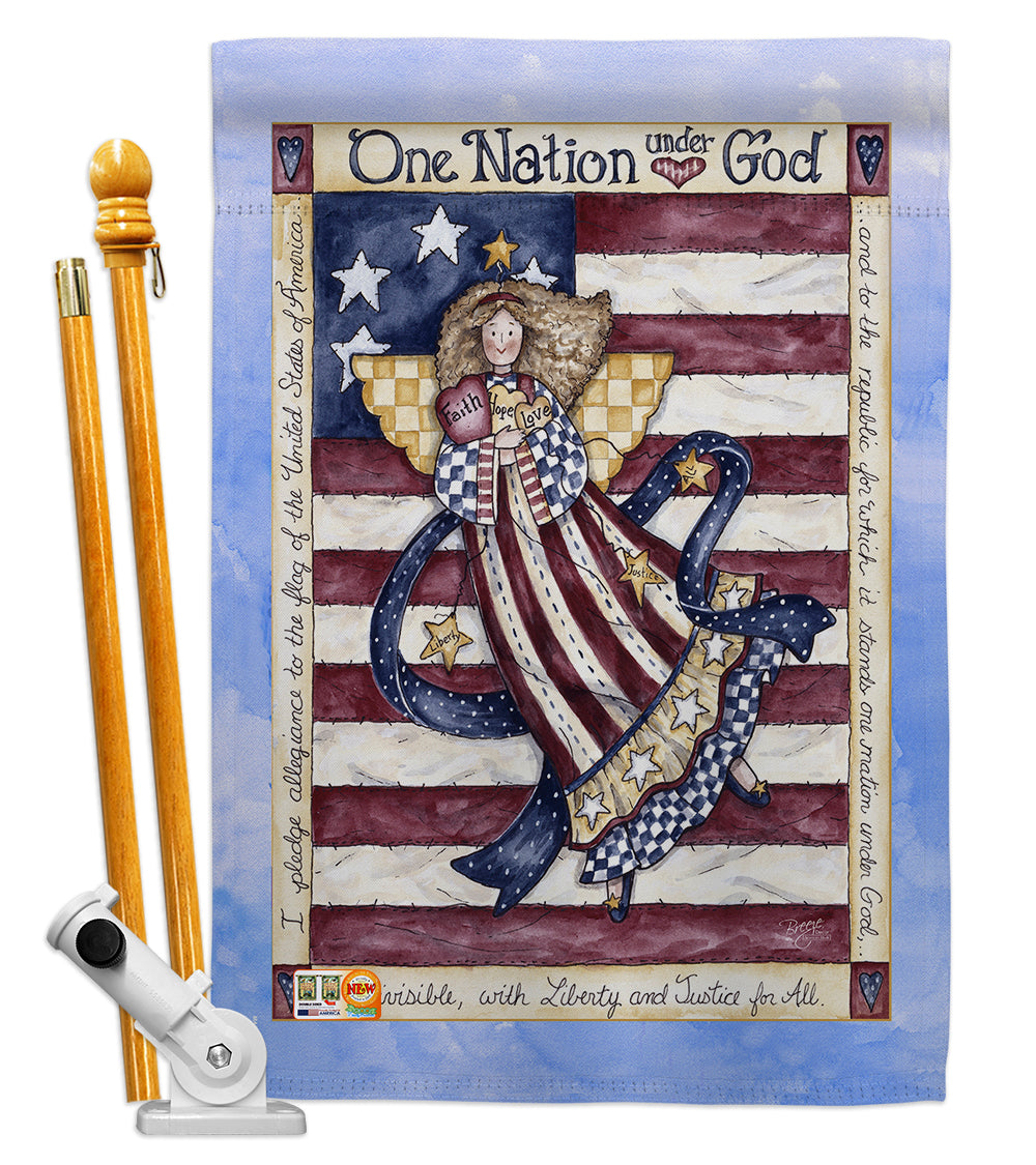 Breeze Decor Bd-Pa-Hs-111074-Ip-Bo-D-Us16-Al 28 X 40 In. One Nation Under God Americana Patriotic Impressions Decorative Vertica