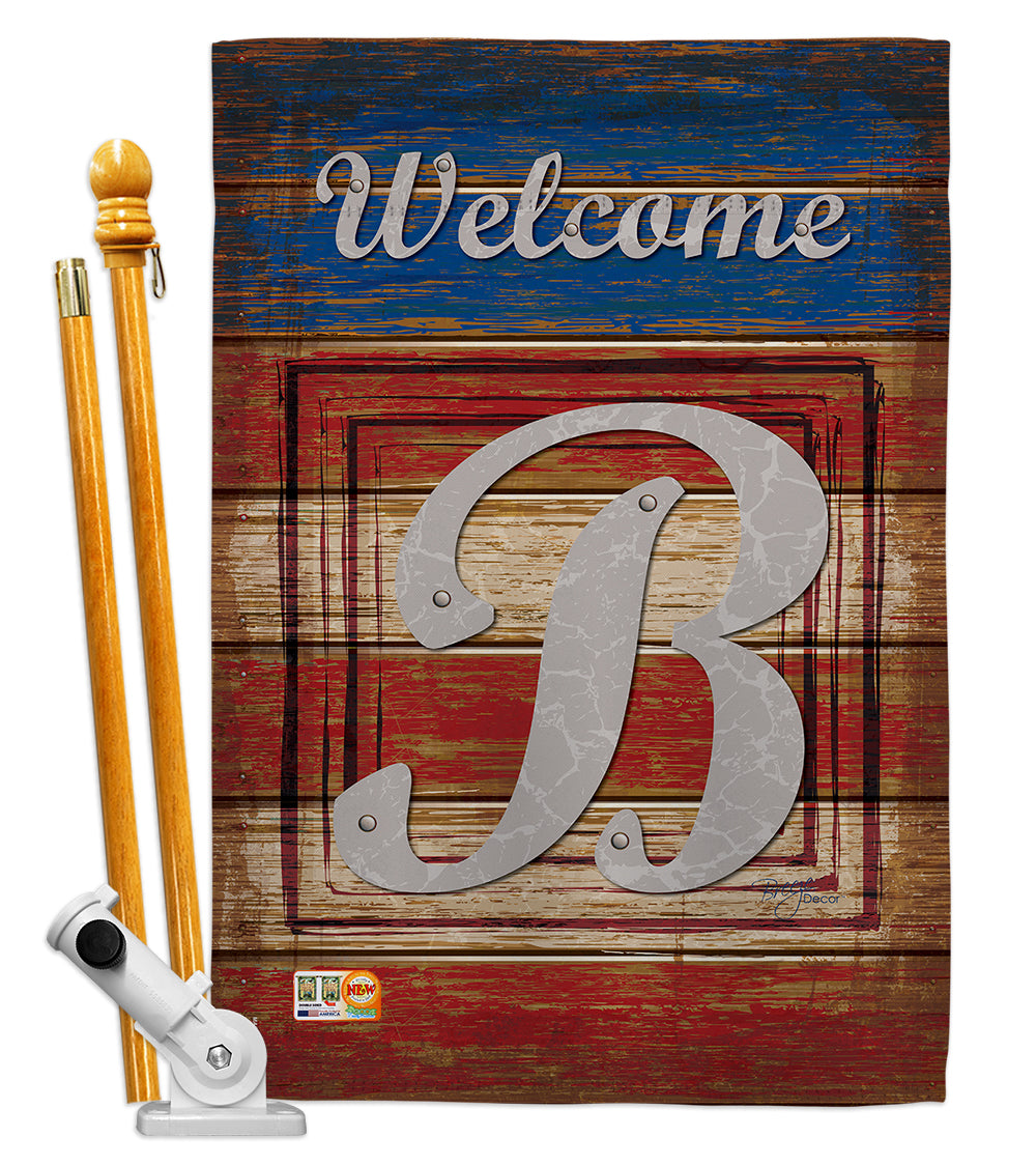Breeze Decor Bd-Pa-Hs-130106-Ip-Bo-D-Us14-Bd 28 X 40 In. Patriotic B Initial Americana Impressions Decorative Vertical Double Si