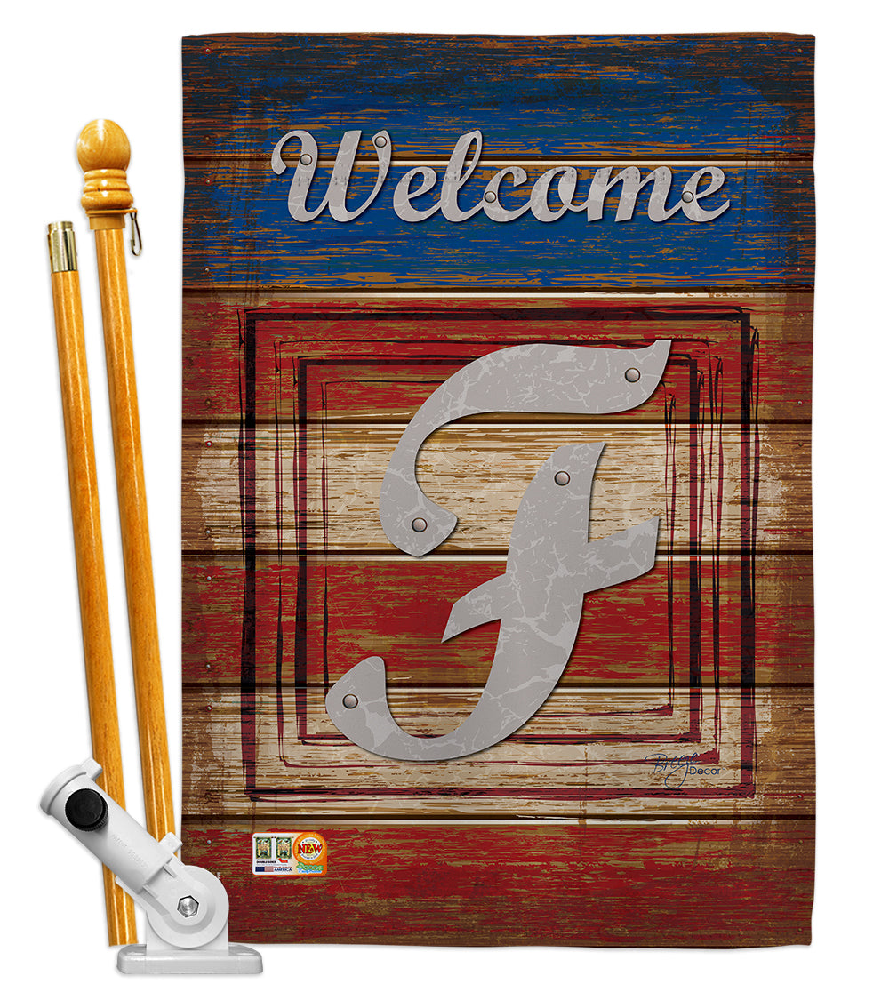 Breeze Decor Bd-Pa-Hs-130110-Ip-Bo-D-Us14-Bd 28 X 40 In. Patriotic F Initial Americana Impressions Decorative Vertical Double Si