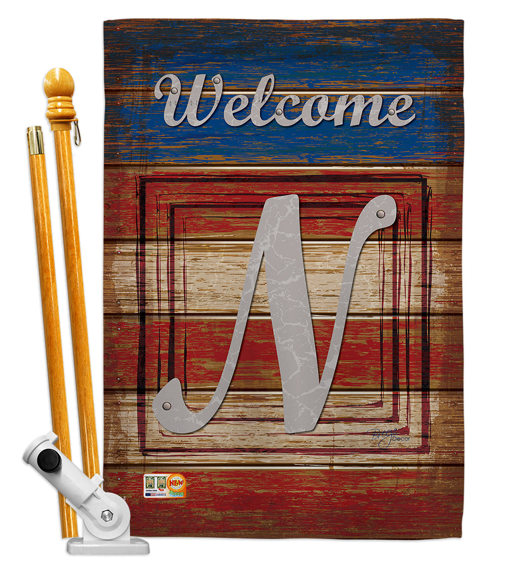 Breeze Decor Bd-Pa-Hs-130118-Ip-Bo-D-Us14-Bd 28 X 40 In. Patriotic N Initial Americana Impressions Decorative Vertical Double Si