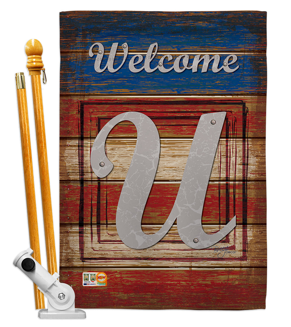 Breeze Decor Bd-Pa-Hs-130125-Ip-Bo-D-Us14-Bd 28 X 40 In. Patriotic U Initial Americana Impressions Decorative Vertical Double Si