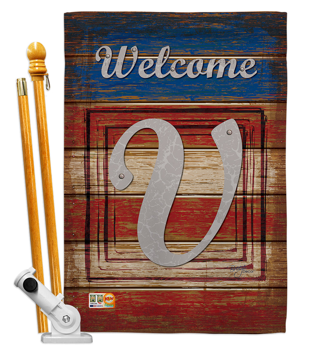 Breeze Decor Bd-Pa-Hs-130126-Ip-Bo-D-Us14-Bd 28 X 40 In. Patriotic V Initial Americana Impressions Decorative Vertical Double Si