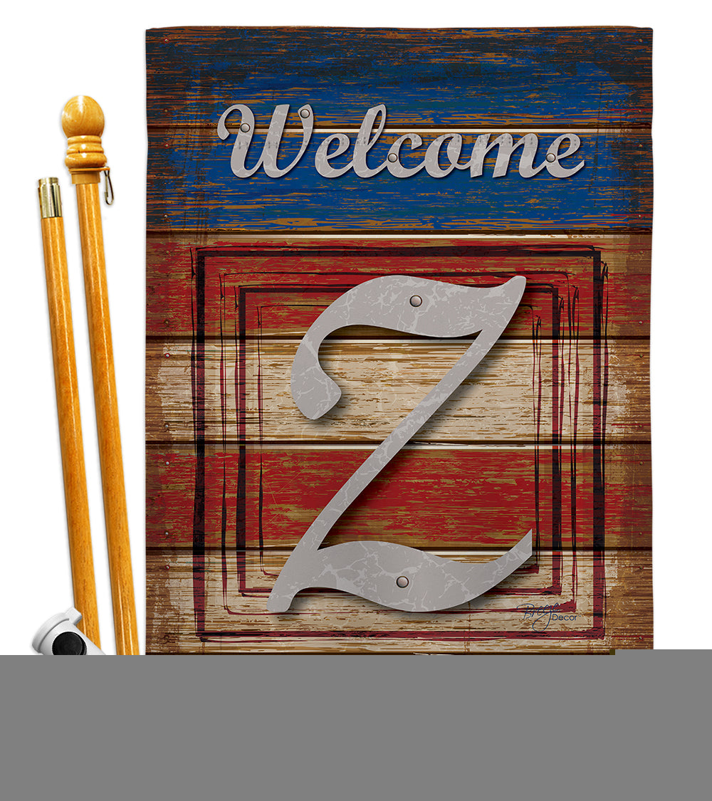 Breeze Decor Bd-Pa-Hs-130130-Ip-Bo-D-Us14-Bd 28 X 40 In. Patriotic Z Initial Americana Impressions Decorative Vertical Double Si