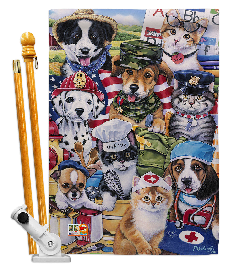 Breeze Decor Bd-Pt-Hs-110081-Ip-Bo-D-Us16-Al 28 X 40 In. Working Paws Nature Pets Impressions Decorative Vertical Double Sided H