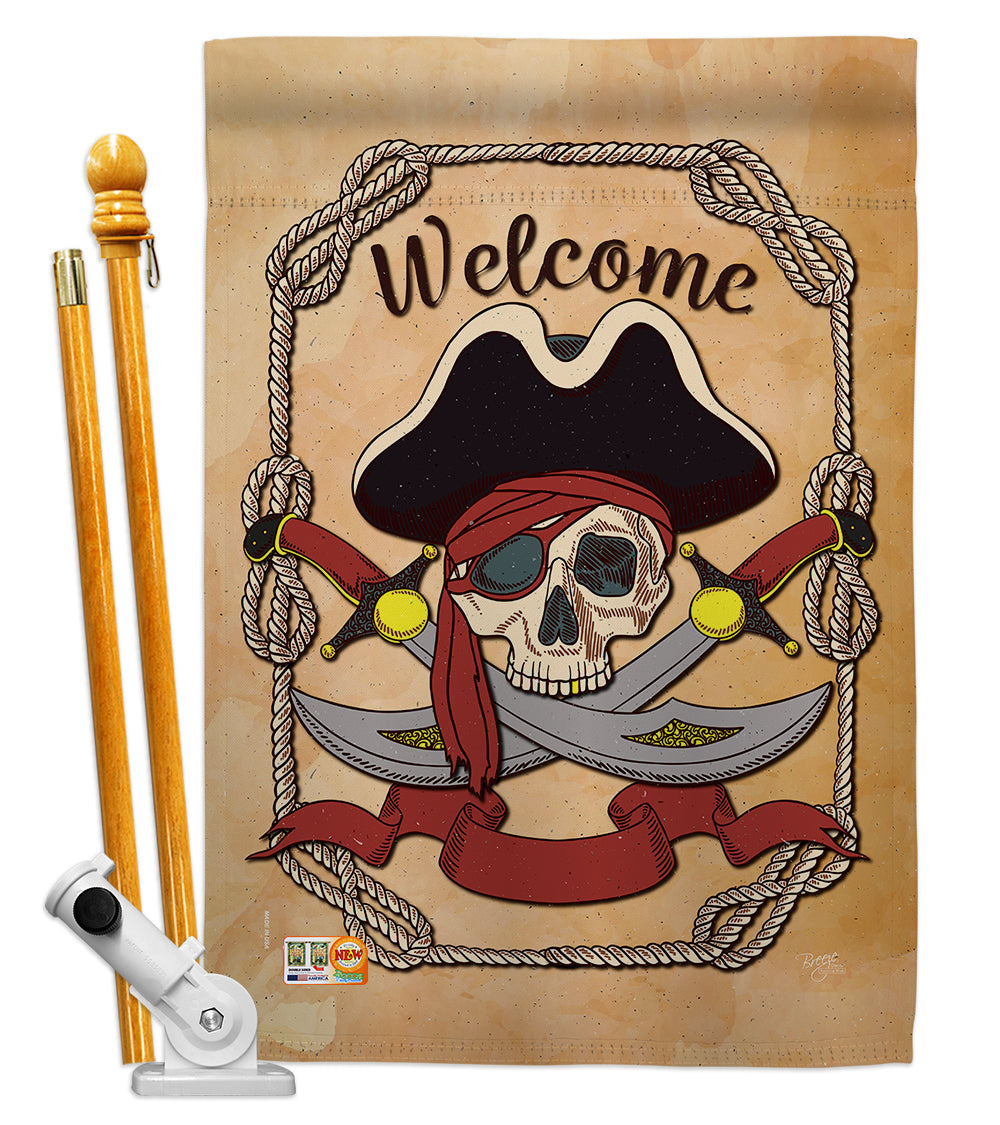 Breeze Decor Bd-Pi-Hs-107059-Ip-Bo-D-Us18-Bd 28 X 40 In. Vertical Ahoy Pirate Coastal Impressions Decorative Double Sided House