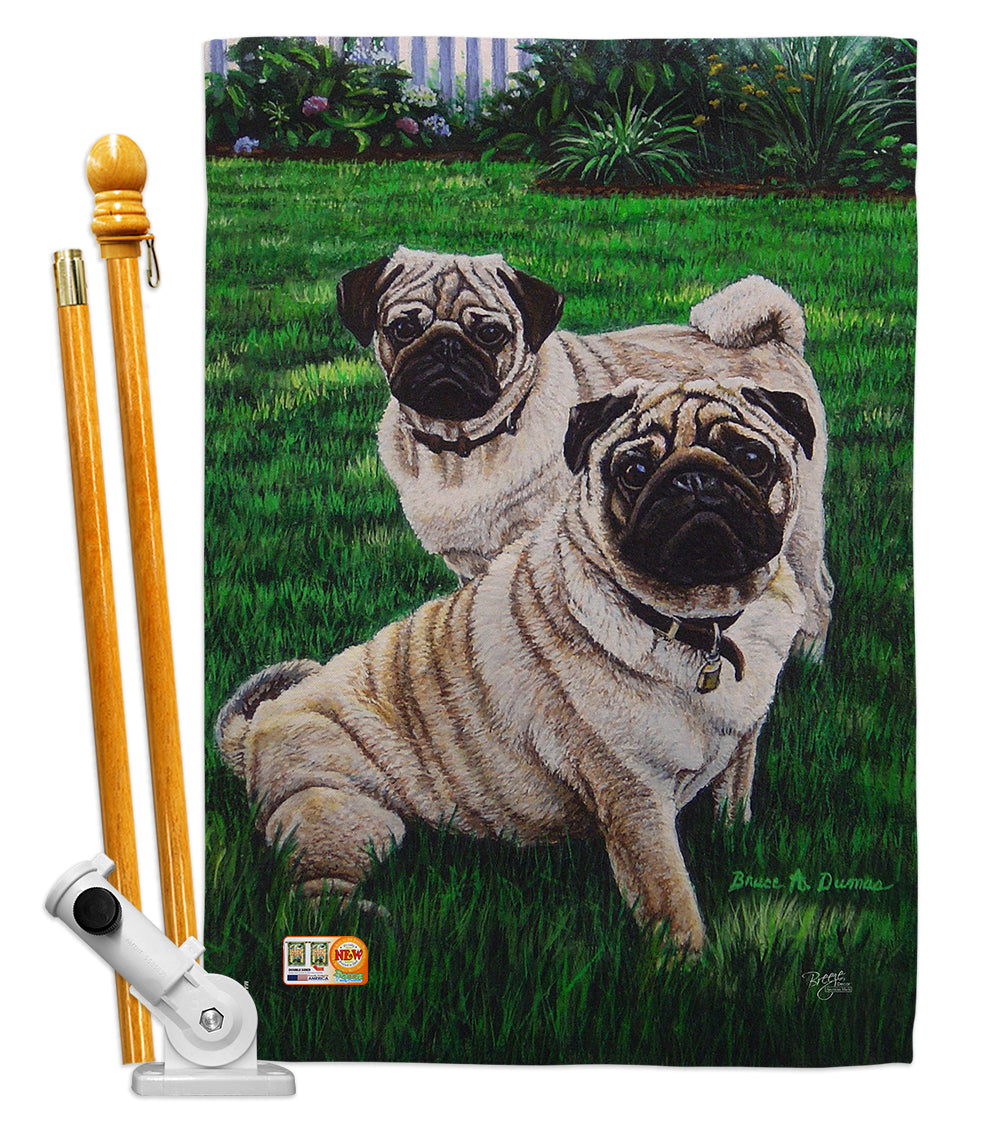 Breeze Decor Bd-Pt-Hs-110006-Ip-Bo-D-Us15-Al 28 X 40 In. Vertical Pugs Love Nature Pets Impressions Decorative Double Sided Hous