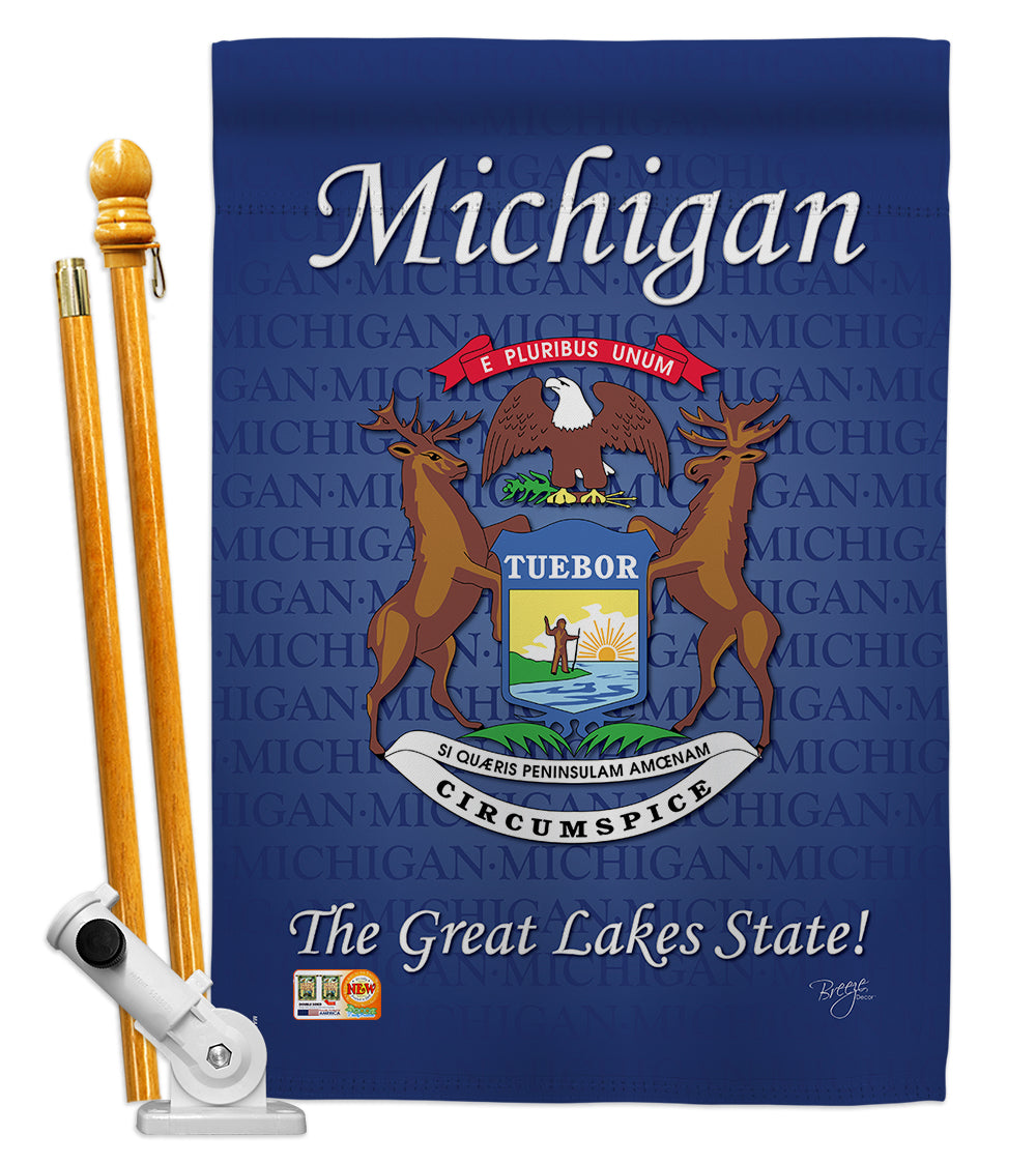 Breeze Decor Bd-Ss-Hs-108105-Ip-Bo-D-Us13-Bd 28 X 40 In. Vertical Michigan Americana States Impressions Decorative Double Sided