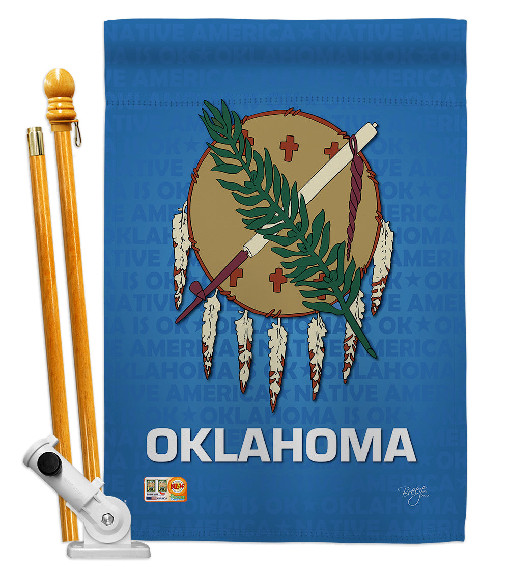 Breeze Decor Bd-Ss-Hs-108131-Ip-Bo-D-Us13-Bd 28 X 40 In. Vertical Oklahoma Americana States Impressions Decorative Double Sided