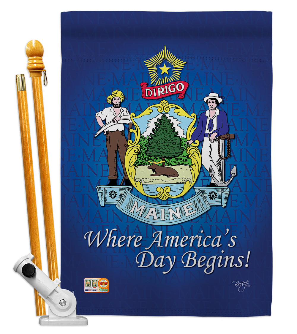 Breeze Decor Bd-Ss-Hs-108133-Ip-Bo-D-Us13-Bd 28 X 40 In. Vertical Maine Americana States Impressions Decorative Double Sided Hou