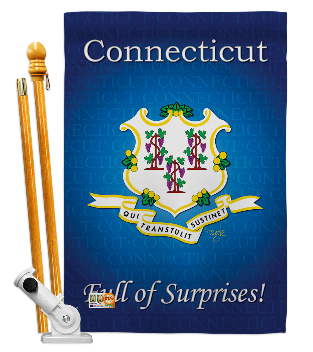 Breeze Decor Bd-Ss-Hs-108138-Ip-Bo-D-Us13-Bd 28 X 40 In. Vertical Connecticut Americana States Impressions Decorative Double Sid