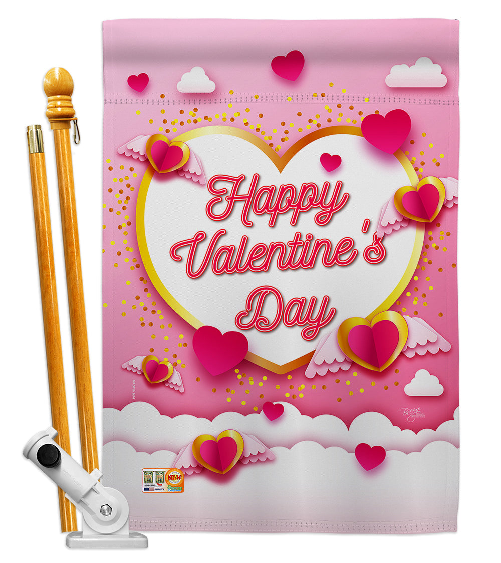 Breeze Decor Bd-Va-Hs-101060-Ip-Bo-D-Us19-Bd 28 X 40 In. Flying Heart Valentines Spring Valentines Impressions Decorative Vertic