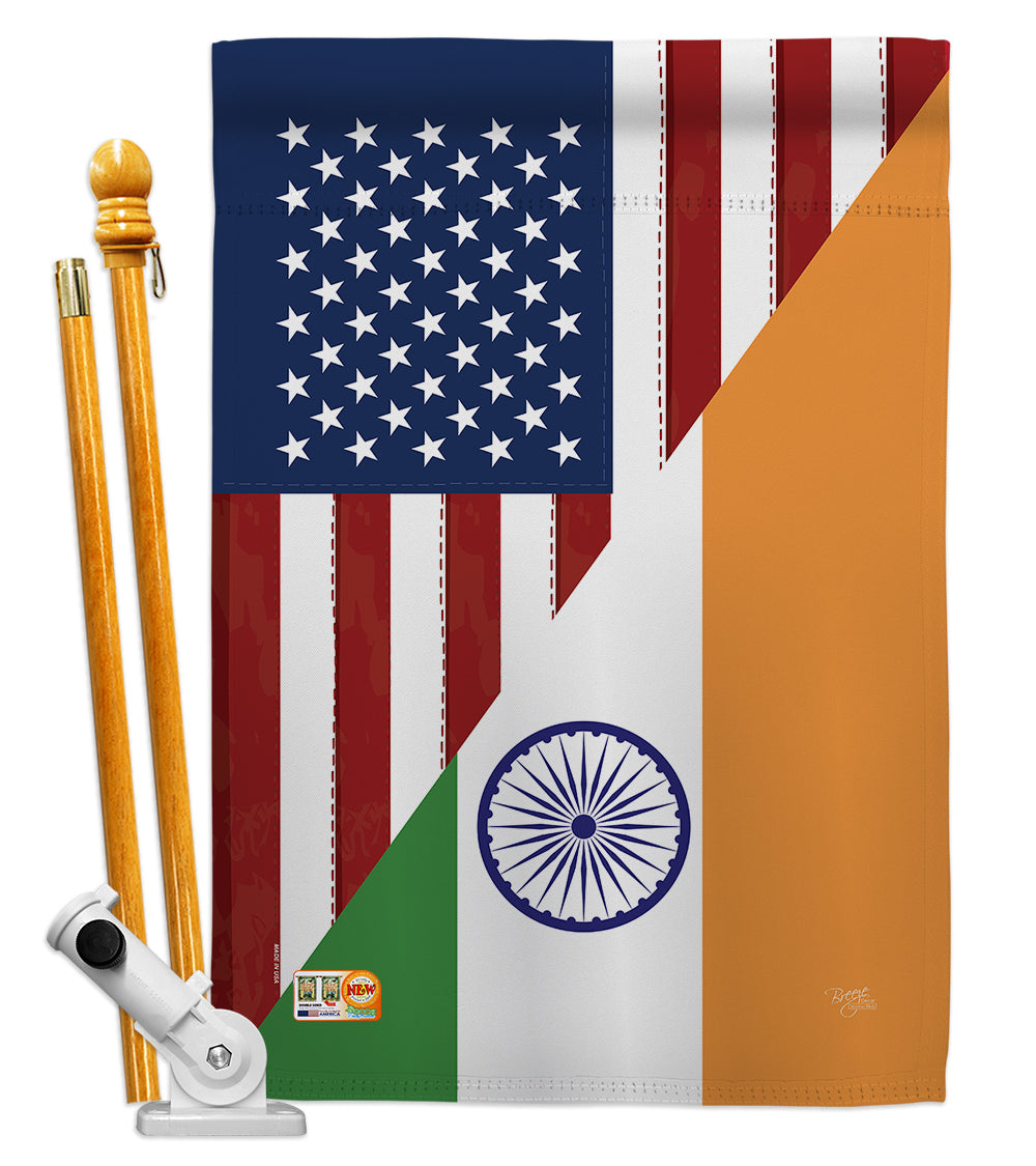 Breeze Decor Bd-Fs-Hs-108403-Ip-Bo-D-Us18-Bd 28 X 40 In. Us India Friendship Flags Of The World Impressions Decorative Vertical