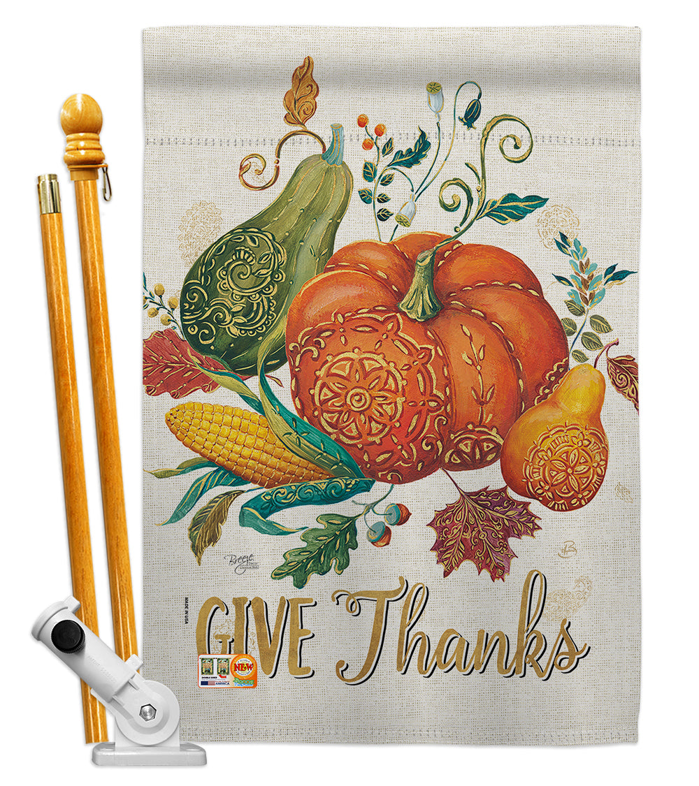 Breeze Decor Bd-Tg-Hs-113072-Ip-Bo-D-Us18-Wa 28 X 40 In. Suzani Give Thanks Fall Thanksgiving Impressions Decorative Vertical Do