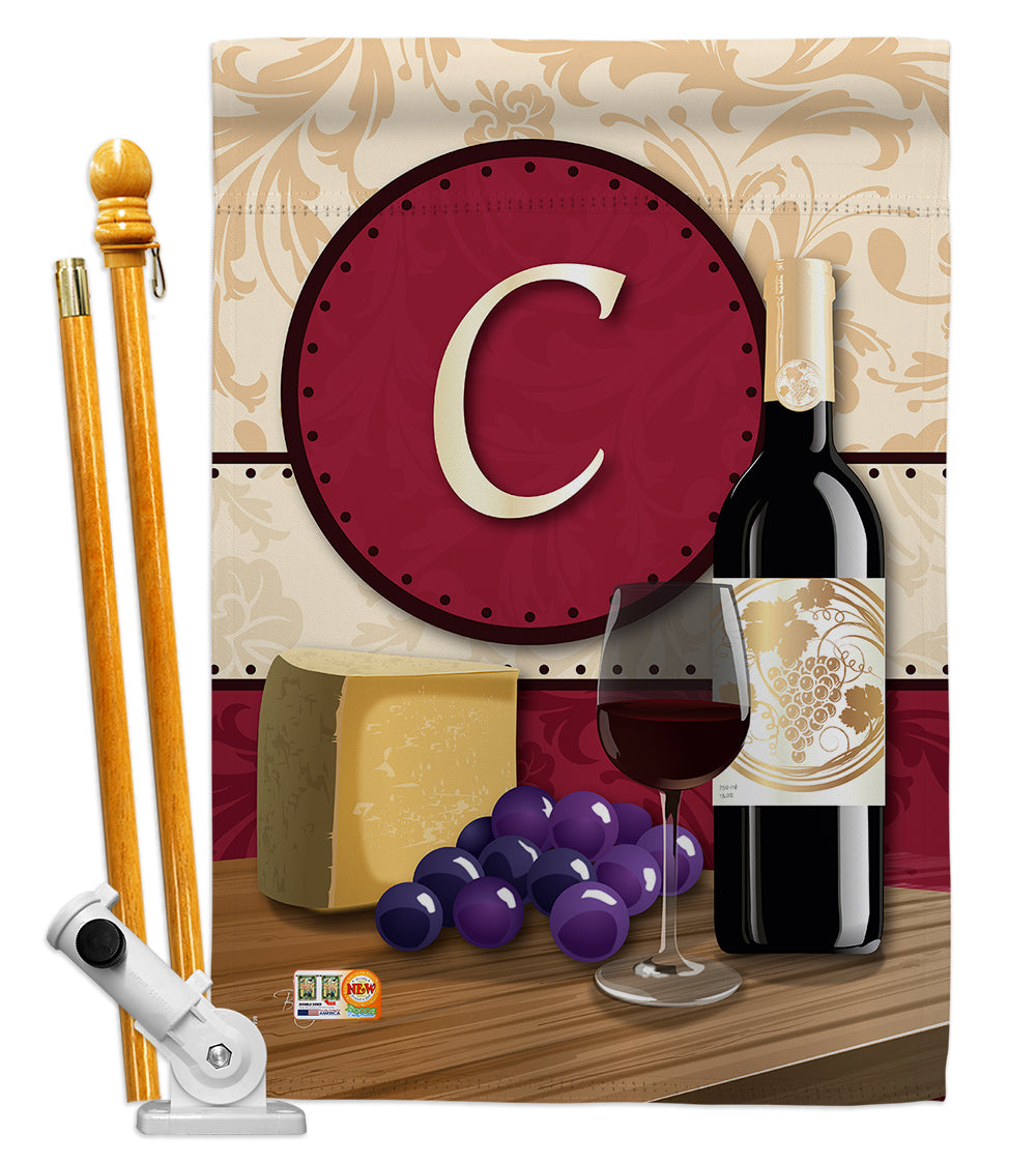 Breeze Decor Bd-Wi-Hs-130211-Ip-Bo-D-Us14-Bd 28 X 40 In. Wine C Initial Happy Hour & Drinks Impressions Decorative Vertical Doub