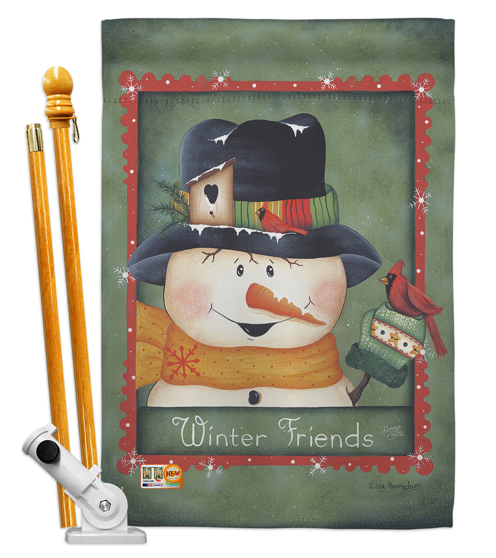 Breeze Decor Bd-Wt-Hs-114092-Ip-Bo-D-Us12-Pl 28 X 40 In. Winter Friends Wonderland Impressions Decorative Vertical Double Sided