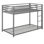 Twin over Twin size Modern Low Height Silver Grey Metal Bunk Bed