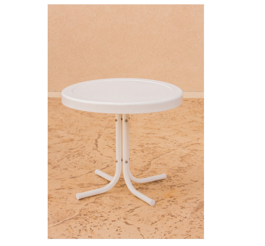 White Retro Metal End Table