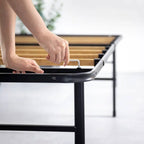 Twin XL size Metal Bed Frame with Bamboo Wood Slats