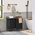 Metal Wood Industrial Modern Laundry Sorter Hamper Black/Brown