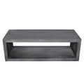 58'' Cube Shape Wooden Coffee Table with Open Bottom Shelf, Charcoal Gray