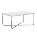 Coffee Table with Rectangular Top and X Base, White and Chrome