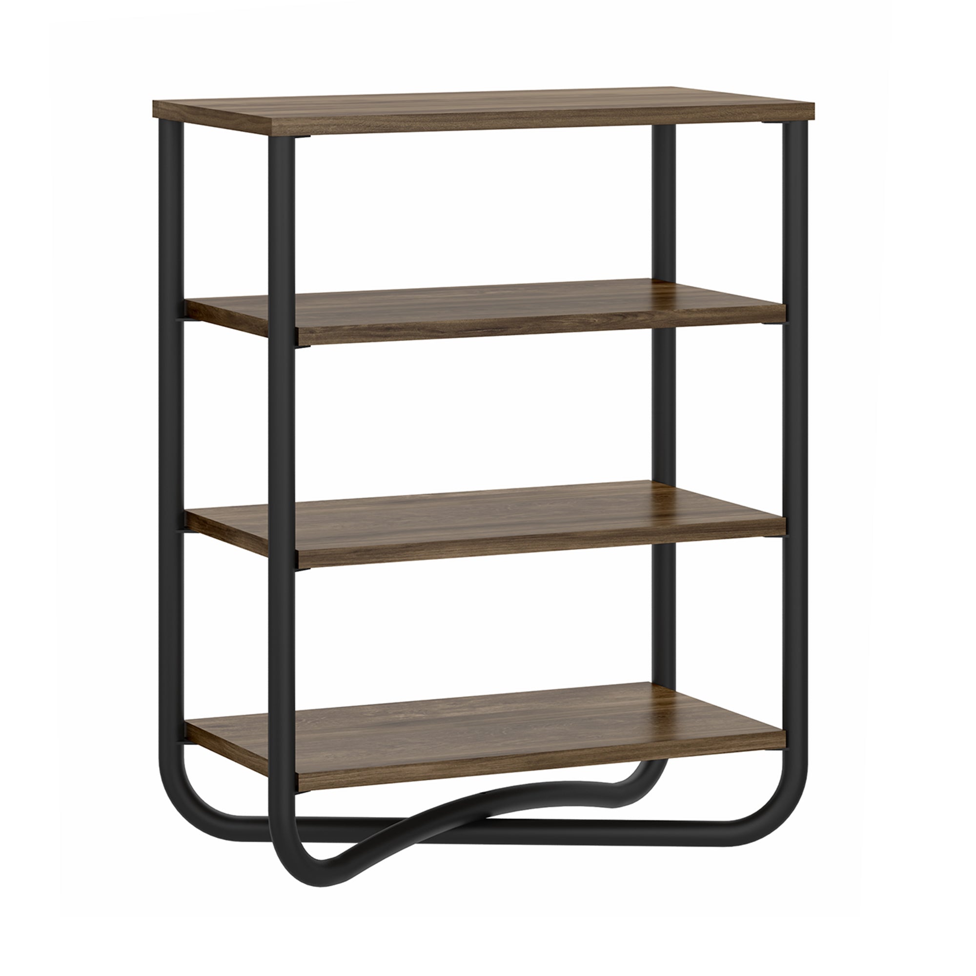 Shoe Rack Organizer with 4 Tier Storage and Tubular Metal Frame, Brown and Black