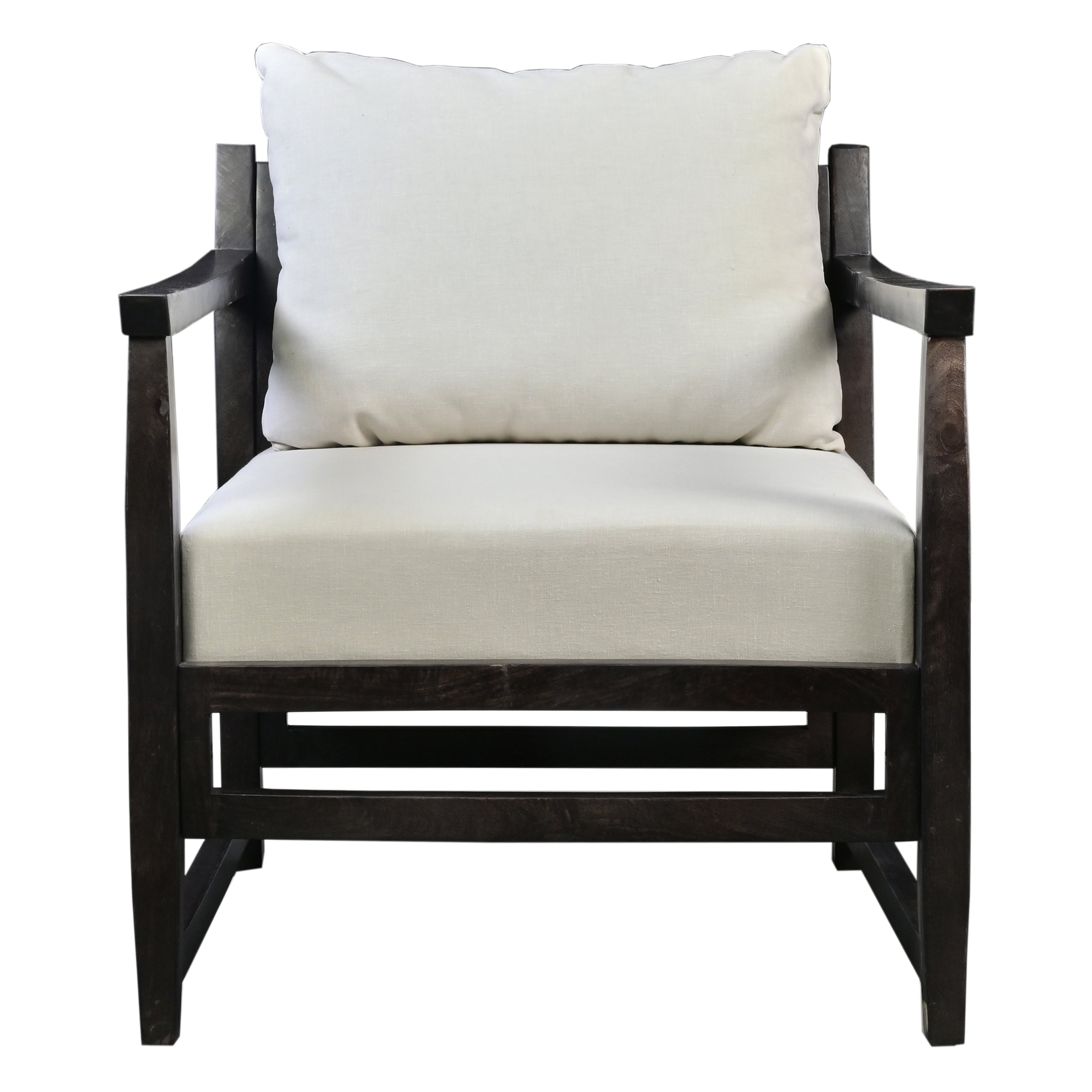 Malibu Accent Chair with Open Wood Frame, Light Gray and Black